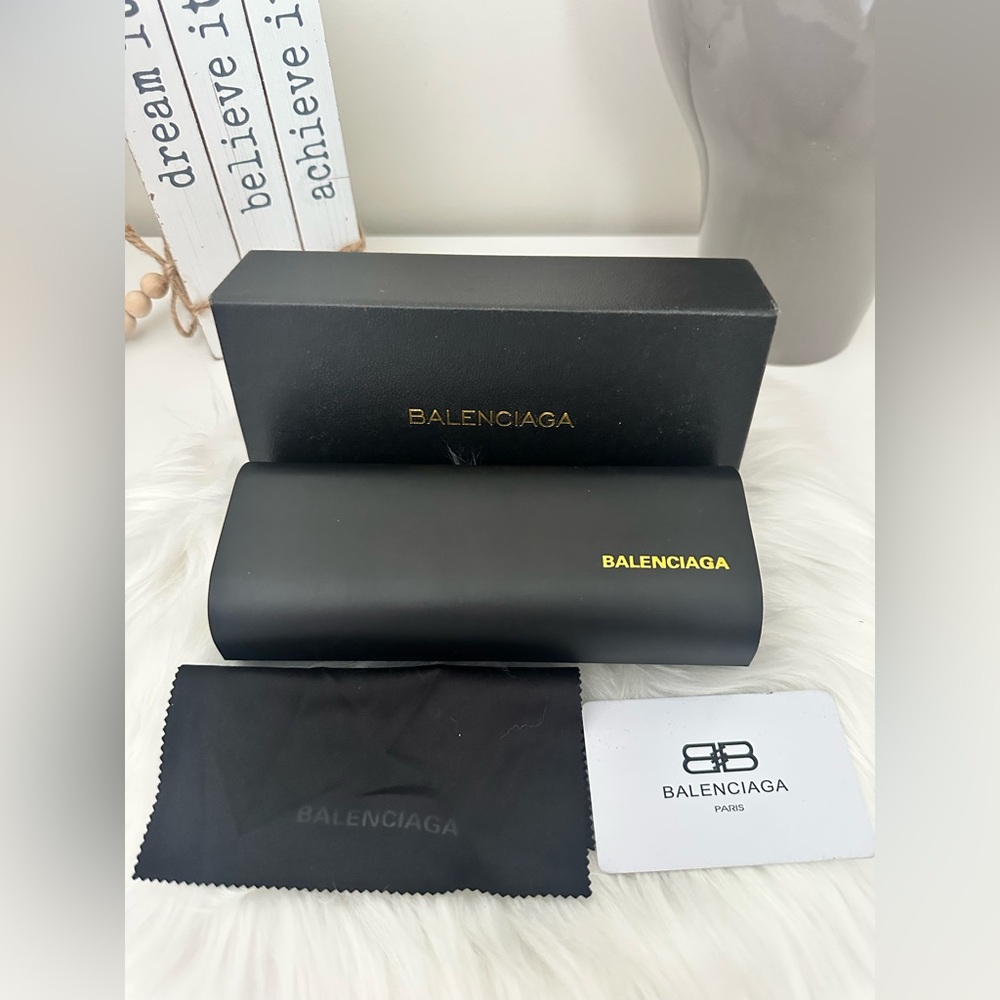 Balenciaga Black and Gold Sunglasses Case Set
